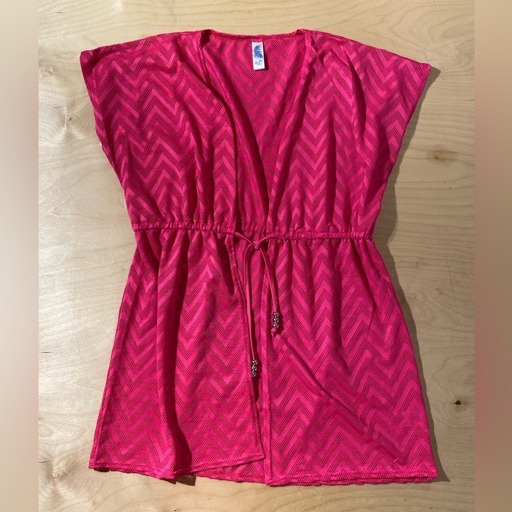Aruba Blue Pink Chevron Women's Beach Cover Up L/XL (PA)